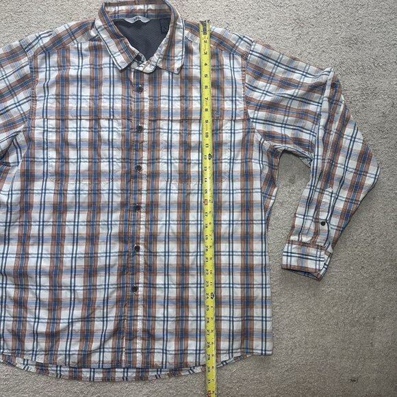 Wrangler Shirt Men’s XL Button Down Plaid Brown Blue White - Picture 7 of 10